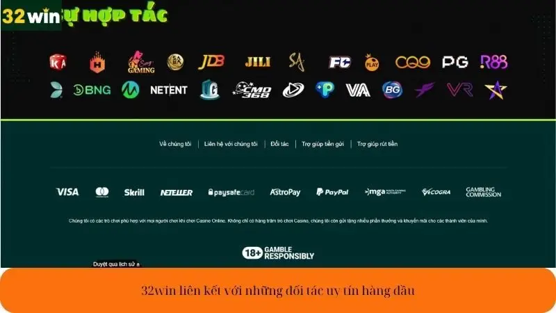 32win liên kết với những đối tác uy tín hàng đầu