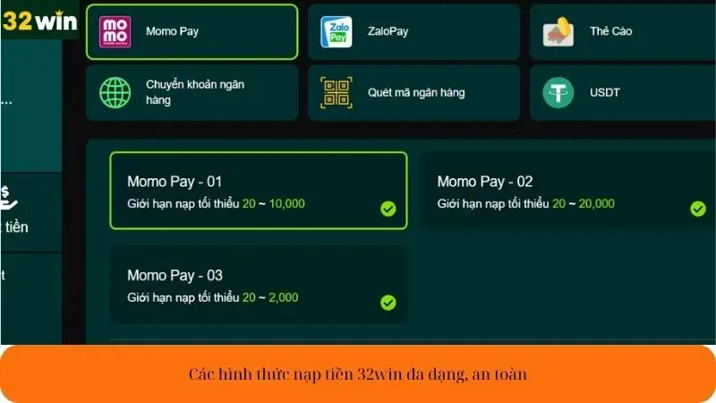 Các hình thức nạp tiền 32win đa dạng, an toàn và nhanh chóng Các hình thức nạp tiền 32win đa dạng, an toàn và nhanh chóng