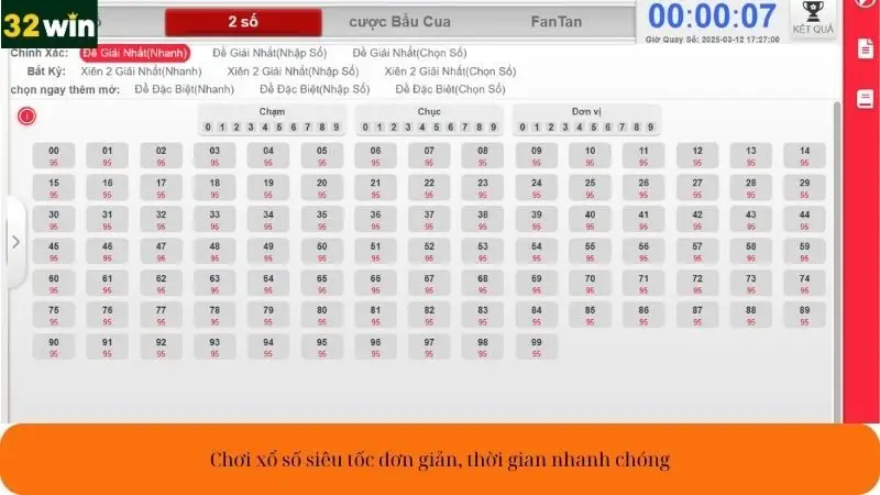 Chơi xổ số siêu tốc đơn giản, thời gian nhanh chóng