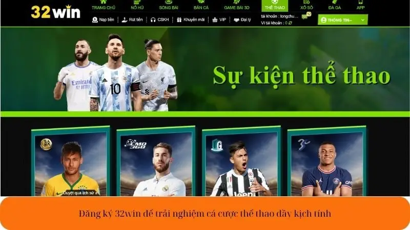 Đăng ký 32win để trải nghiệm cá cược thể thao đầy kịch tính